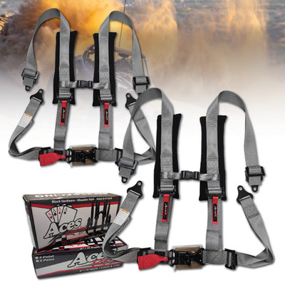 (Pair) Polaris RZR Silver 4 Point Harness-  2'' Padding -  CANAM X3