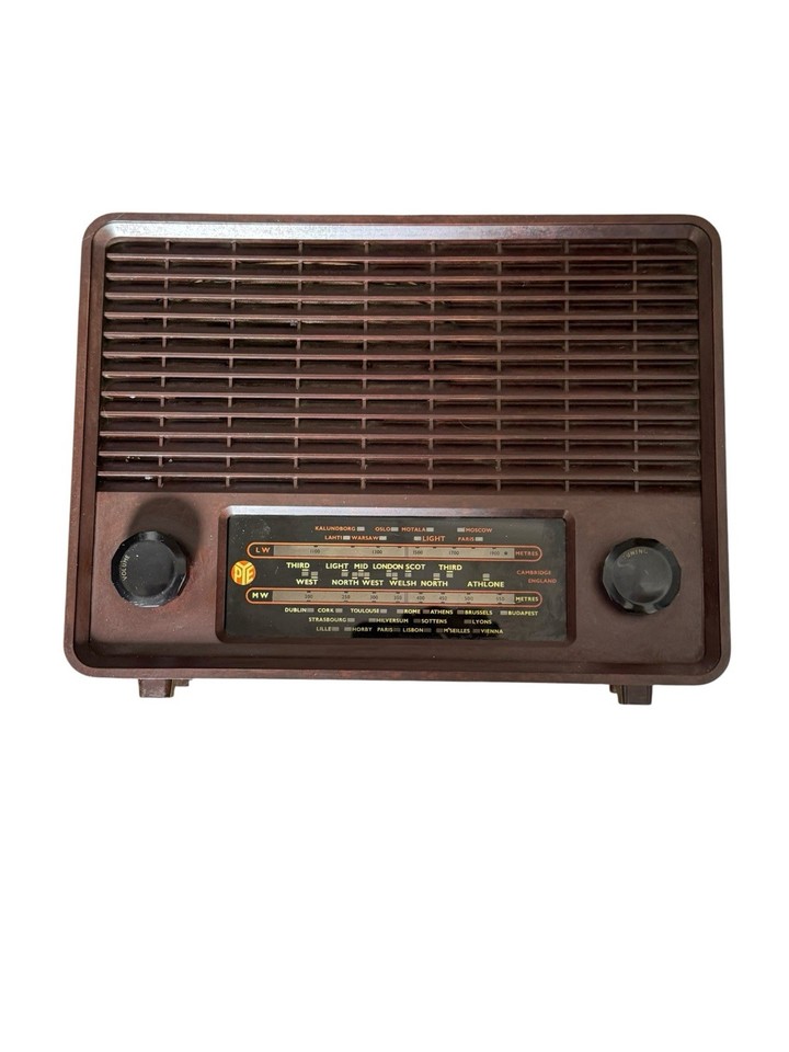 Vintage Pye Bakelite Valve Radio Brown Cambridge England 1950s MW LW | eBay