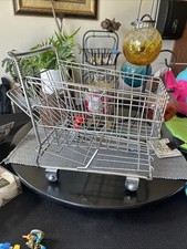 Vintage Small Chrome Metal Toy Shopping Cart Realistic READ
