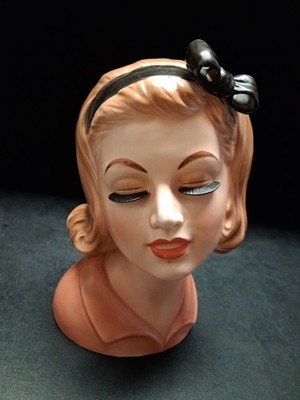 Vintage Lady Head Planter Vase 50/425 Topline Imports Inc. Japan Ceramic 