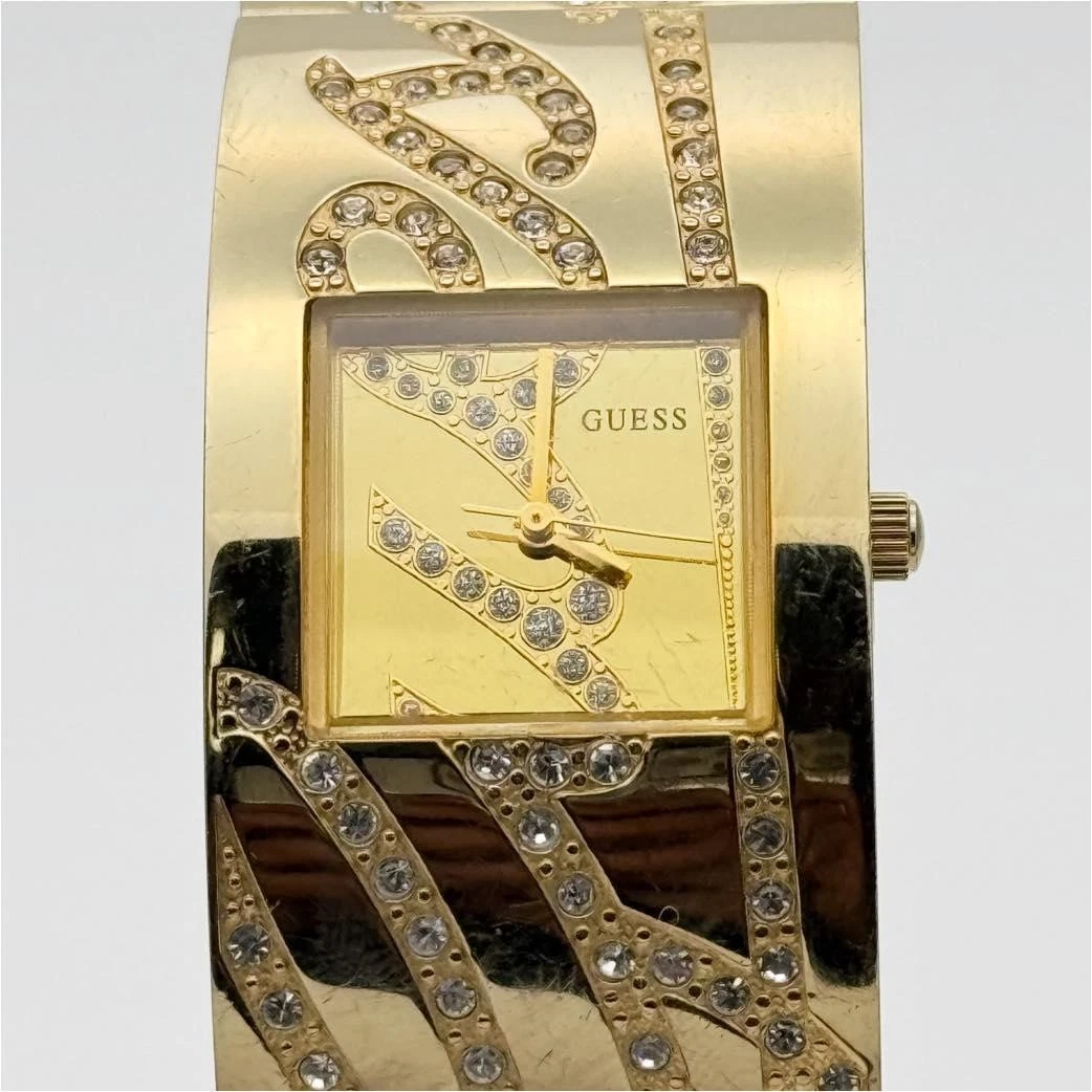 Vintage Guess Women\'s Two Tone Rectangle Watch Gold Silver Logo Bracelet G66520L GUESS Rectangle Polished Wristwatches for sale | eBay main image 2