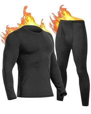 UNIQUEBELLA Mens Thermal Underwear Set Long Sleeve Tops Long Johns Thermal L