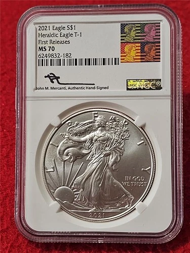 2021 Silver Heraldic Eagle T-1 S$1 DOLLAR FIRST RELEASES NGC MS 70       #T1196