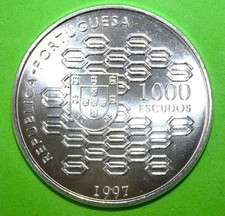 S1 - Portugal 1000 Escudos 1997 Brilliant Unc. Silver Coin - Credito Publico