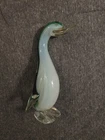 Vtg Murano Glass Duck Green Figurine Mid-Century 7"