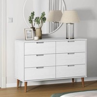 Schubladenschrank Molde Weiß 113X40X80 Cm Massivholz Kiefer