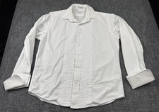 Neil Allyn White Tuxedo Dress Shirt 16.5 34/35 Pleated Front French Cuff