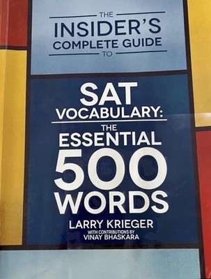 SAT Vocabulary Essential 500 Words Insiders Complete Guide Test Prep Excellent