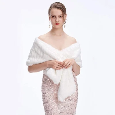 1pc Bridal Wool Châle Robe mariée de mariée hivernale châle chaude épais (blanc) - Photo 1/4