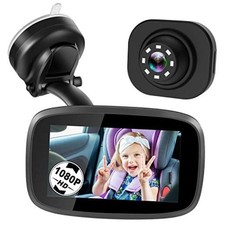 1080P Baby Car Mirror, 4.3" Baby Car Camera Monitor with 170 Wide View, HD