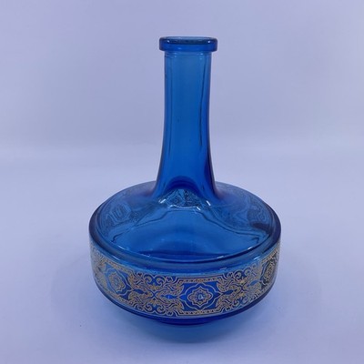 Vintage .5 Liter Decanter Bottle Aqua Blue Glass w/o Stopper  - Made in Belgium