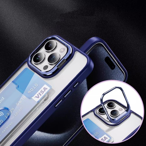 Card Phone Case For iPhone 16 15 14 Pro Max 13 11 12 XR Shockproof Lens Stand - 第 4/12 張圖片