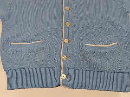 Vintage Kandahar Mens Cardigan Size Large Blue 100% Dupont Orlon Acrylic Grandpa - Picture 3 of 8