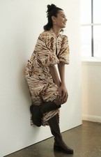 Anthropologie Love the Label Chakka Honey Puff-Sleeved Midi Dress Sz S NWT