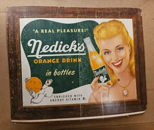 1920s Nedicks Orange Drink In Bottles Sign Cardboard Litho E