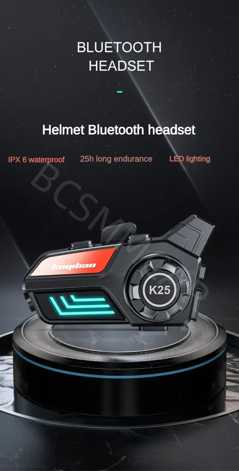 Motorcycle Helmet Headset Wireless Bluetooth Headphone Speaker Hands-Free Kit - Image 2 of 4