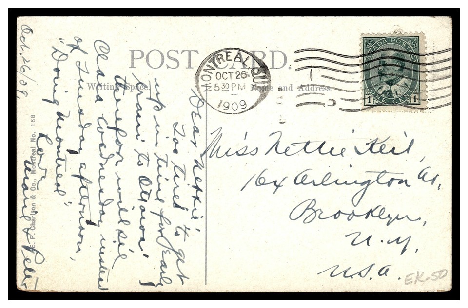 CITY HALL AND COURTHOUSE FROM CRAIG ST VINTAGE POSTCARD 1908 MONTREAL