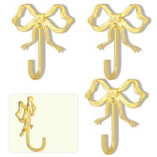 3 Pcs Gold Bow Wall Hooks Gold Coat Hooks Metal Hooks Bow Room Decor Hooks For C