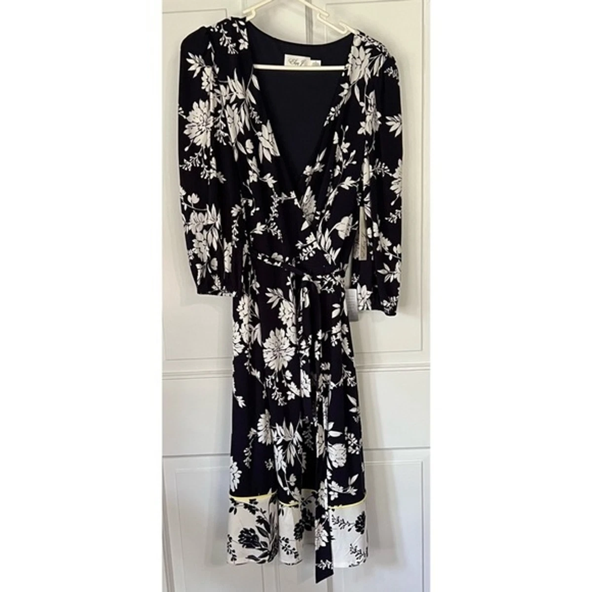 Eliza j floral clearance print faux wrap dress