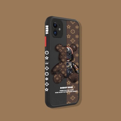 Tide brand mechanical bear phone case for iPhone 13 Pro Max Brown