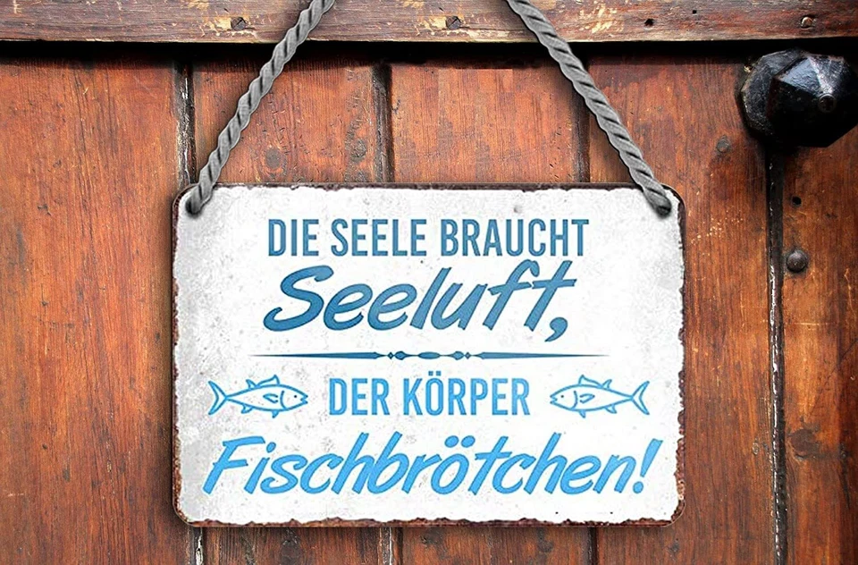 Blechschild Lustiger Spruch "Seeluft Fischbrötchen" 18x12 cm - Bild 3 von 4