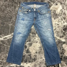 Vintage True Religion Joey Jeans Mens 34x30 (Tag 33) Distressed Patched USA Made