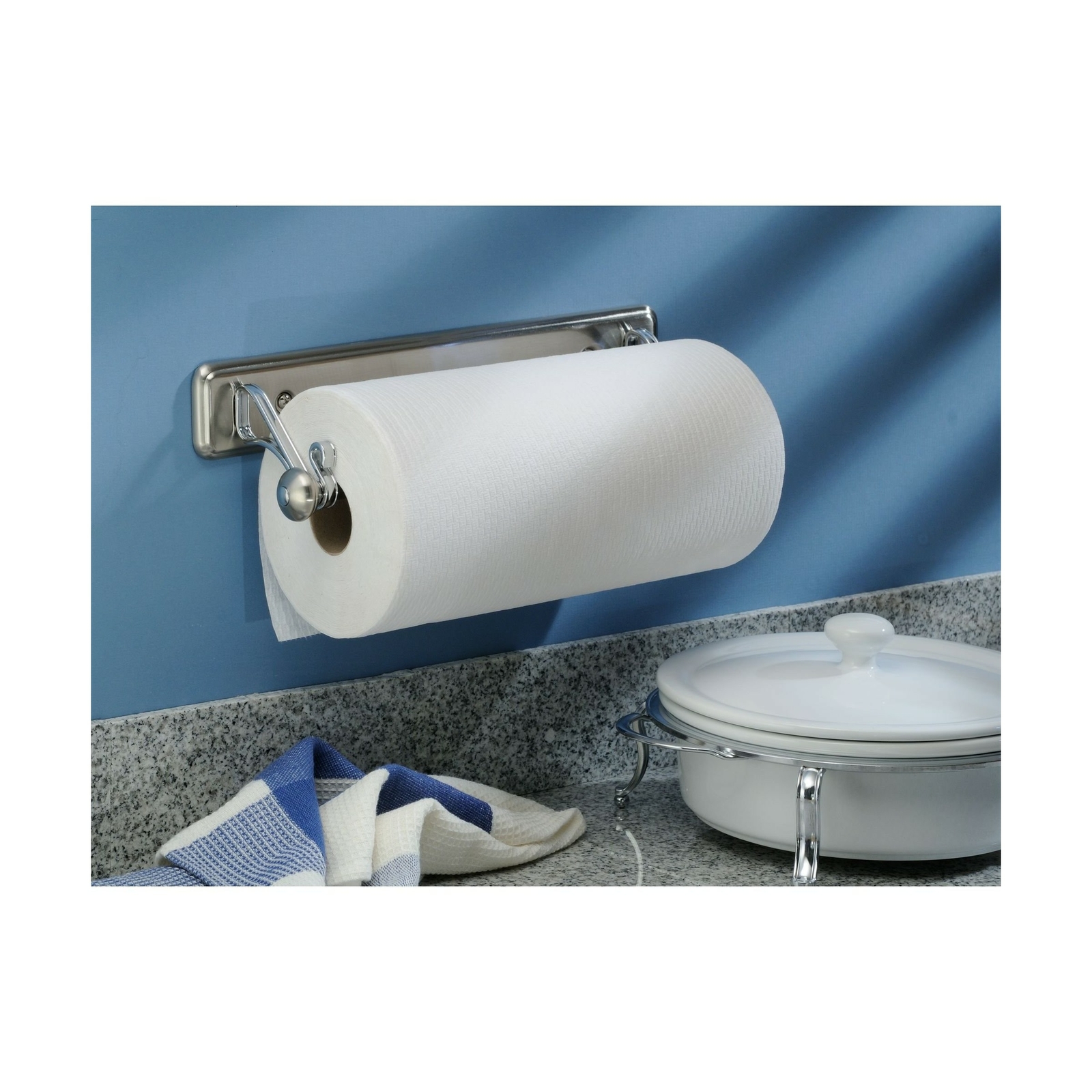 iDesign York Lyra Stainless Steel Wall Mount Paper Towel Holder Split Finish