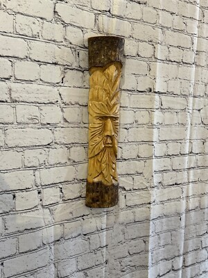 Grüner Mann aus dem Wald 50 cm handgeschnitzt Zauberer Baumstamm Holz Fairtrade