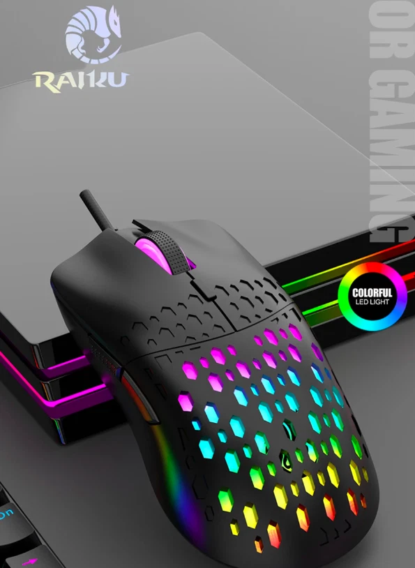 RAIKU G701 Wired 6 Keys Mouse Elite Wired Optical Gaming Mouse Colorful Lighting - Image 2 of 4