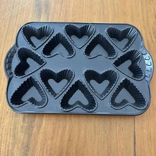 NORDIC WARE Heart Tartlette Pan Non-Stick Baking Mold Cast Metal Valentines NICE
