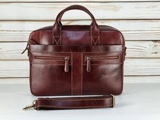 Elegante valigetta in pelle XL, morbida vera pelle italiana fatta a mano natu...
