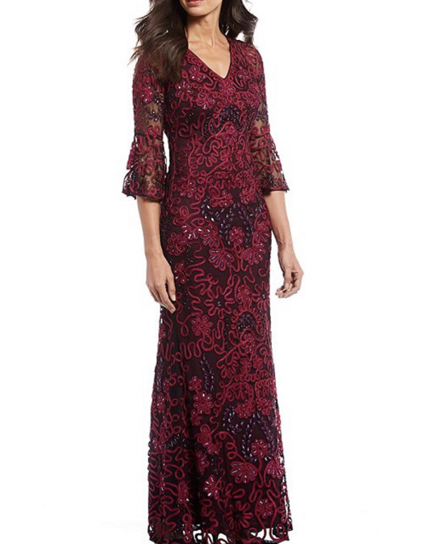 JS Collections Sequin Embroidered Soutache V-neck Illusion Bell Sleeve Dress. for sale online | eBay JS Collections Sequin Embroidered Soutache V-neck Illusion Bell Sleeve Dress. for sale online | eBay