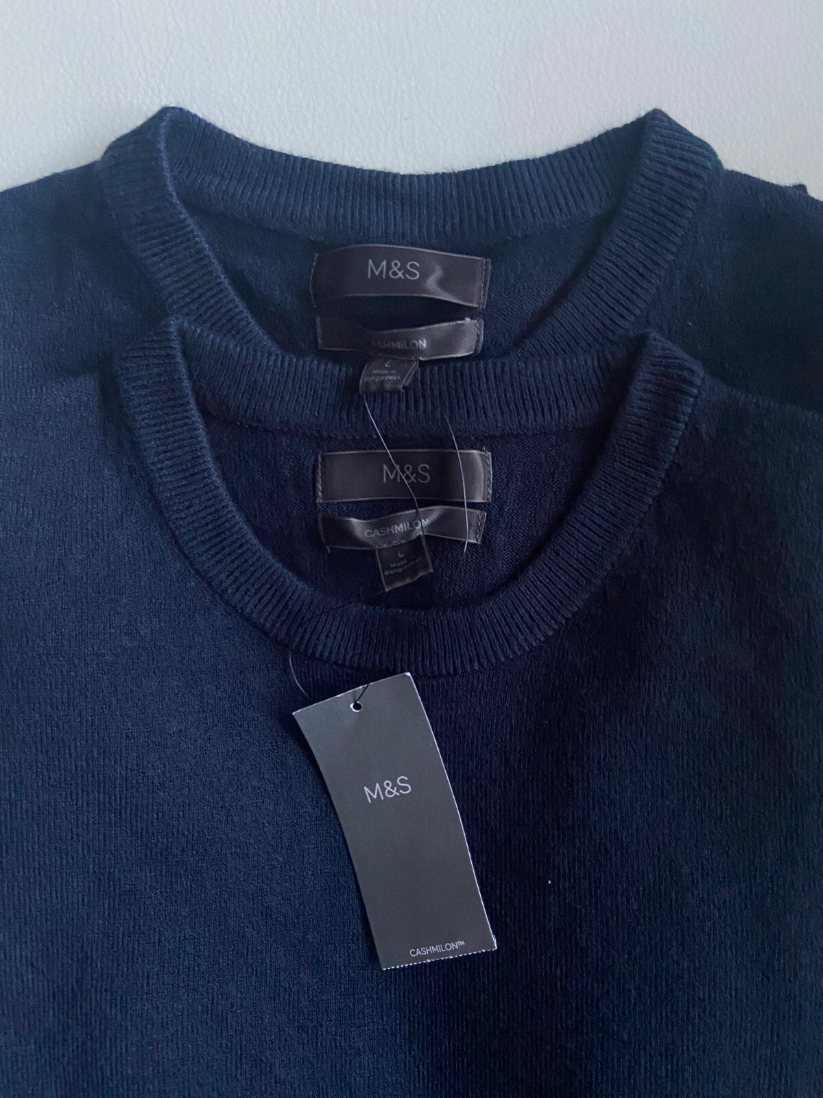 Super soft BNWT M&S mens gents 2pk navy cashmilon crew neck jumpers eBay
