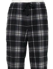 Fleece Sleep Lounge Pants Pajama PJ Bottoms 2-Pockets Drawstring Black Gray
