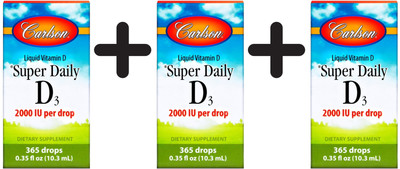 3 x Carlson Labs Super Daily D3, 2000 IU - 10 ml. (1766,67 EUR/L)
