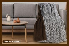 Soft Fluffy Sherpa Fleece Summer Blanket Reversible Bed Sofa Throw Single Double