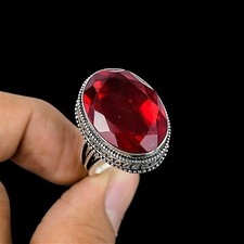 Red Garnet Ring 925 Sterling Silver Ring Handmade Gemstone Ring Women's Ring