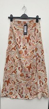 nasty gal size 4 printed split side midi skirt bnwt White seashore beach