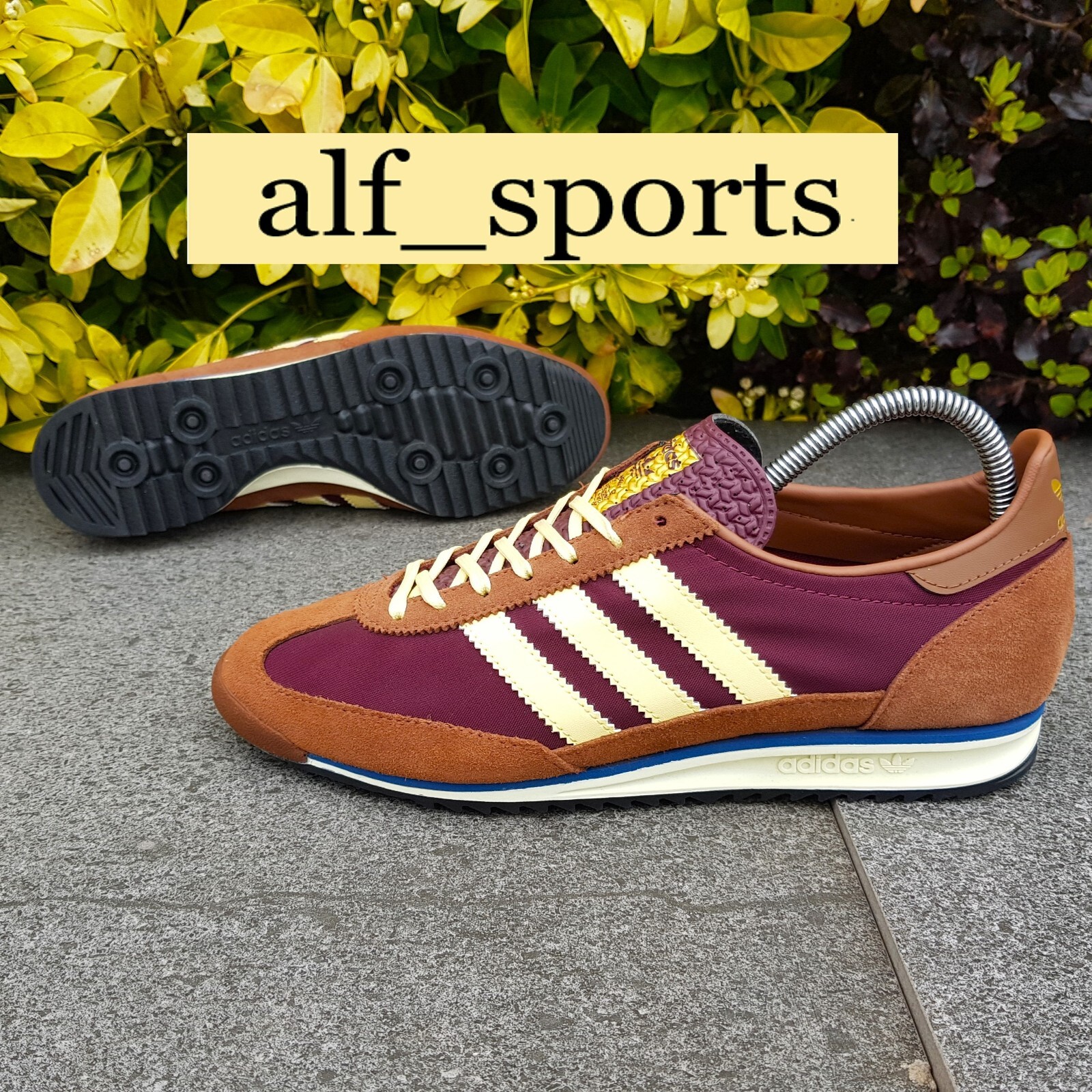 ❤ BNWB & Genuine adidas originals ® SL 72 OG Trainers Maroon & Yellow UK Size 10 image 3