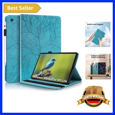 Elegante Flip Cover Hülle mit Baumdesign für Huawei Mediapad M5 Lite 10 Zoll