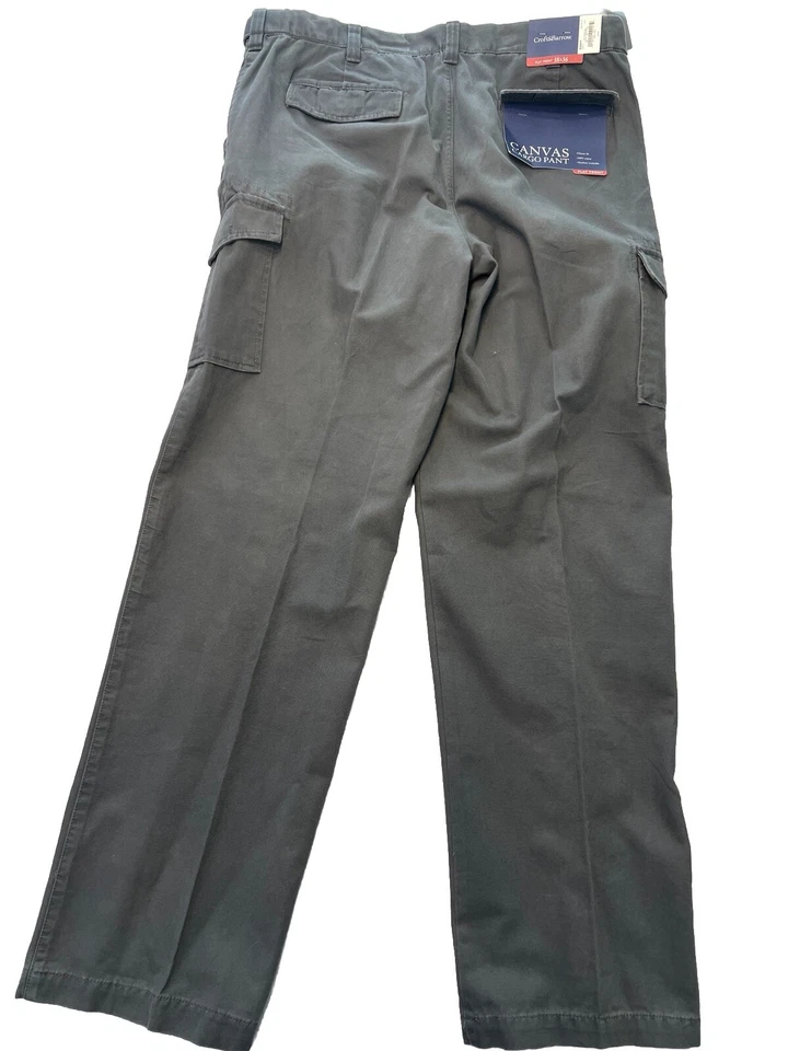 Croft & Barrow Men's Classic Fit Gray Canvas Cargo Pants 38x36 Big Tall NEW - Image 2 of 4