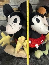 Disney Store Retro Mickey Minnie Plush 18  Corduroy Stuffed Animal Lot