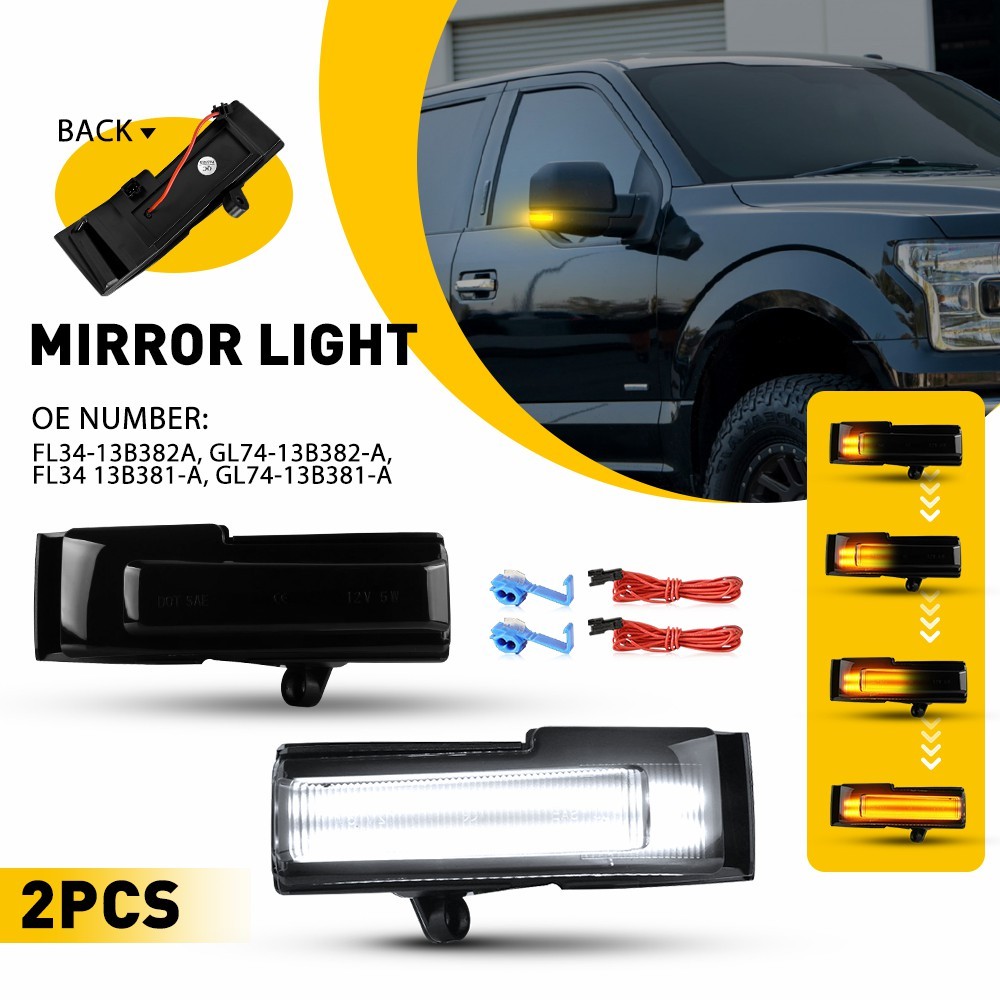 Switchback LED Side Mirror Light Dynamic Turn Signal Fit for 2015-2020 Ford F150