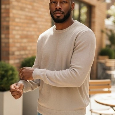 IZOD Crewneck Knit Sweater Beige XXL Normcore Preppy Classic Everyday Layering