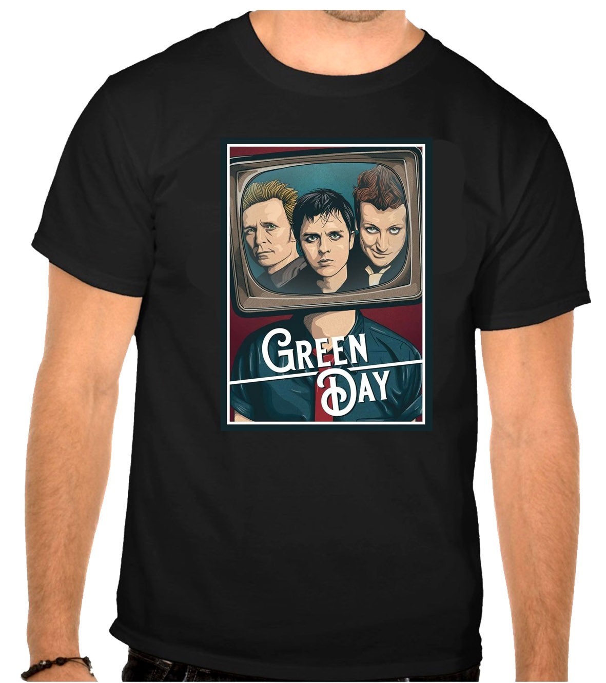 Camiseta negra Green Day Greenday Rock Music Logo -1290
