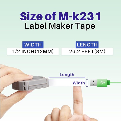 6X Replacement for M-k231s Brother Label Tape 12mm 0.47 M-K231s M Tape 12mm 0... - Picture 3 of 8