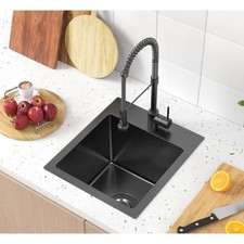 13 x 15 inch Drop in Black Bar Sink Black, Small Topmount Kitchen Sink GunMetal