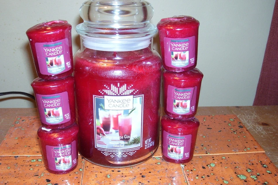 yankee candle 22oz JAR POMEGRANATE GIN FIZZ  + 6 VOTIVES - Image 2 of 4
