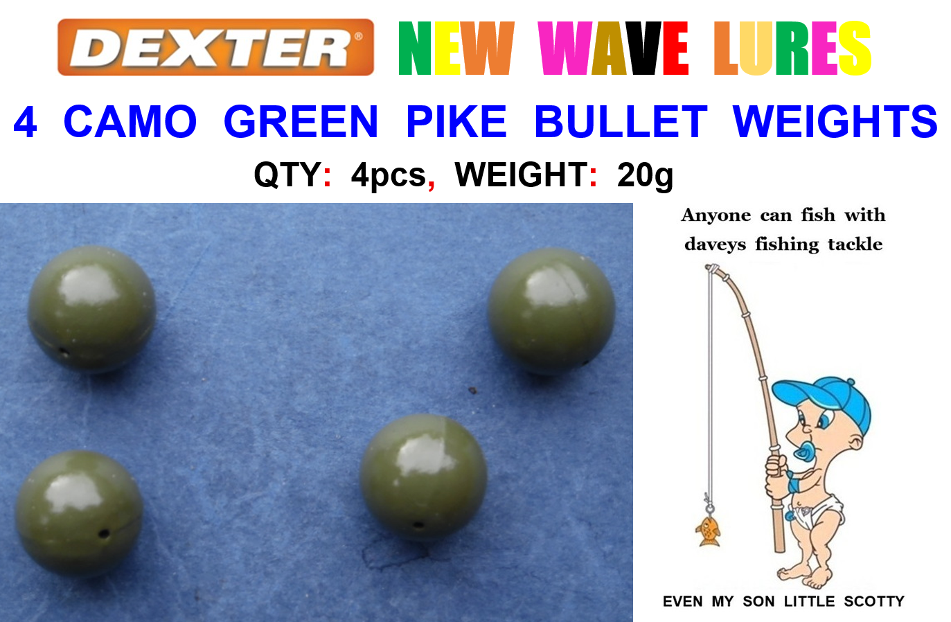 4 CAMO PIKE BULLET WEIGHTS 20g INLINE LEADS FOR DEAD BAIT FISHING PIKE FLOATS