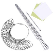 Ring Sizer Measuring Tool Set 4-Size Aluminum Mandrel, 27 PCS Metal...